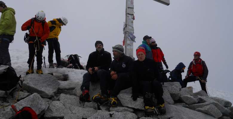 Sulla cima della Presanella 3.558m.