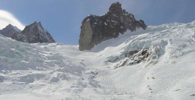 Lungo la discesa della la Valleè Blanche